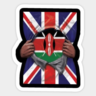 Kenya Flag Great Britain Flag Ripped - Gift for Kenyan From Kenya Sticker